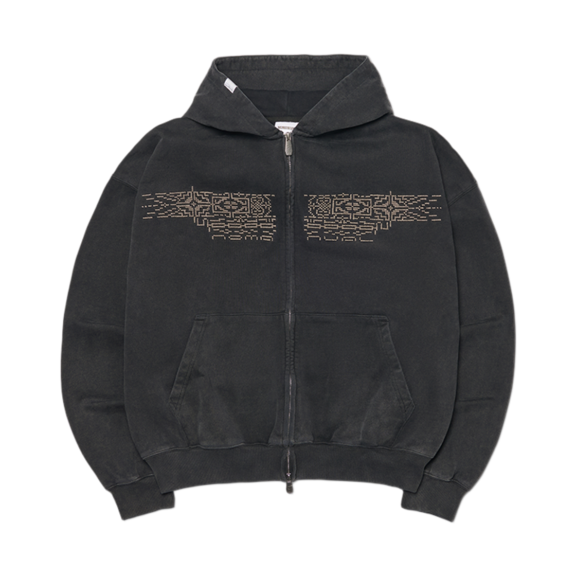 노매뉴얼 D.P 후디드 집업 워시드 블랙(NOMANUAL D.P Hooded Zip-Up Washed Black)