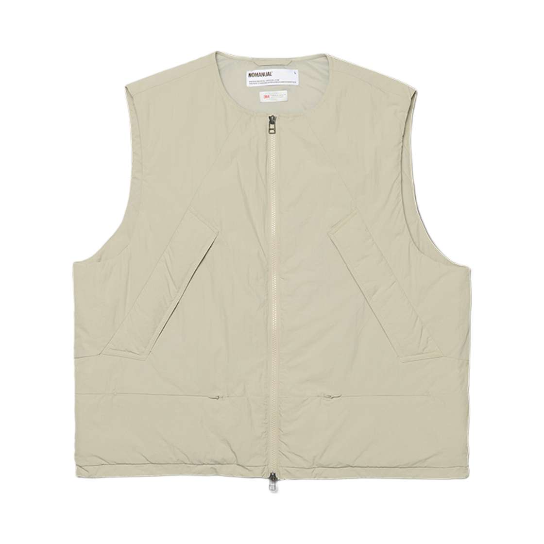 노매뉴얼 칼라리스 패디드 베스트 라이트 그레이(NOMANUAL Collarless Padded Vest Light Gray)
