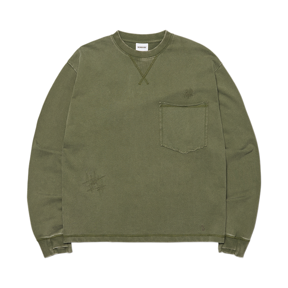NMWF62LS07WHK NOMANUAL NM Neo Vintage Long Sleeve Tee Washed Khaki