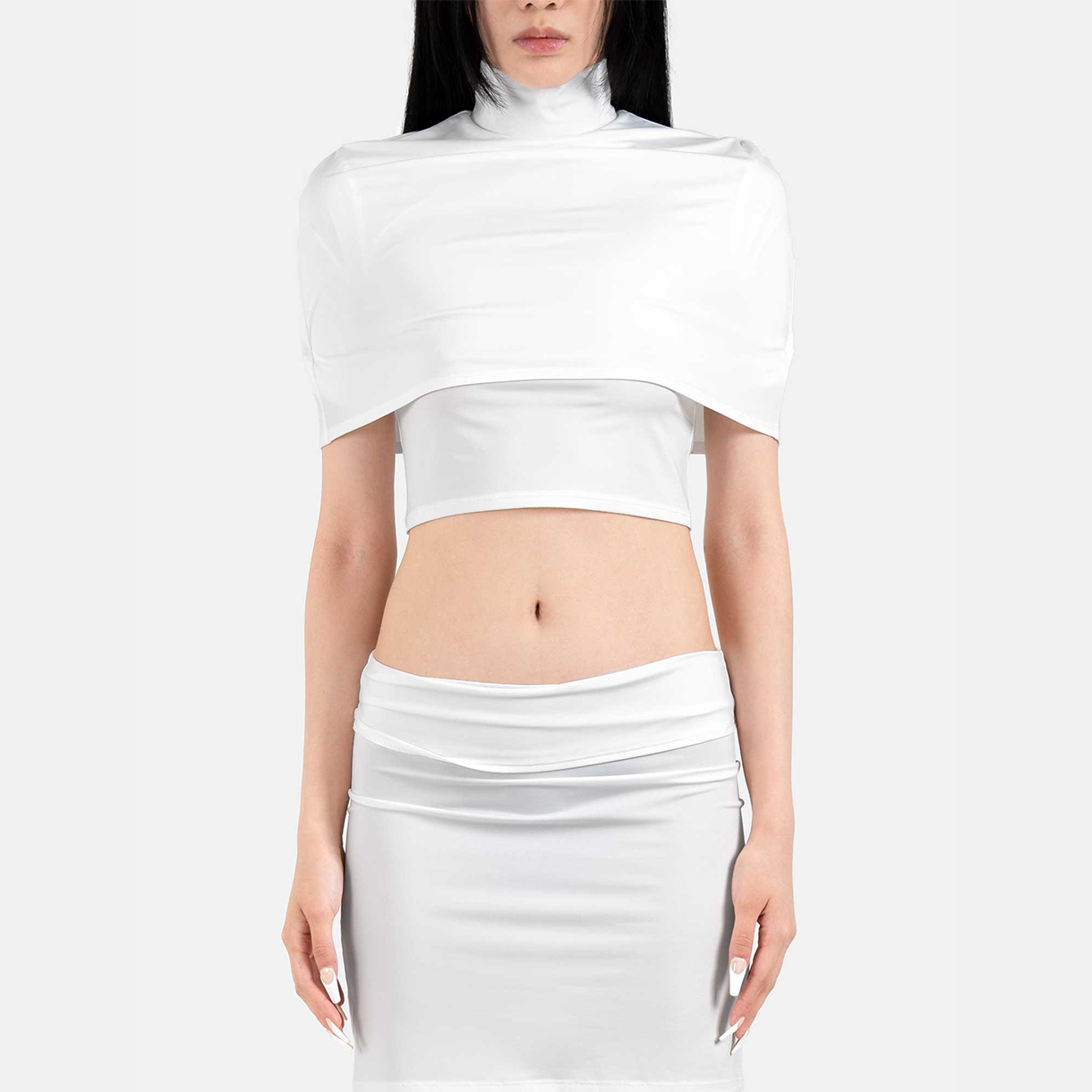트루엘 오페이크 폴드오버 미디 스커트 화이트(Trooel Opaque Fold Over Midi Skirt White) - 4
