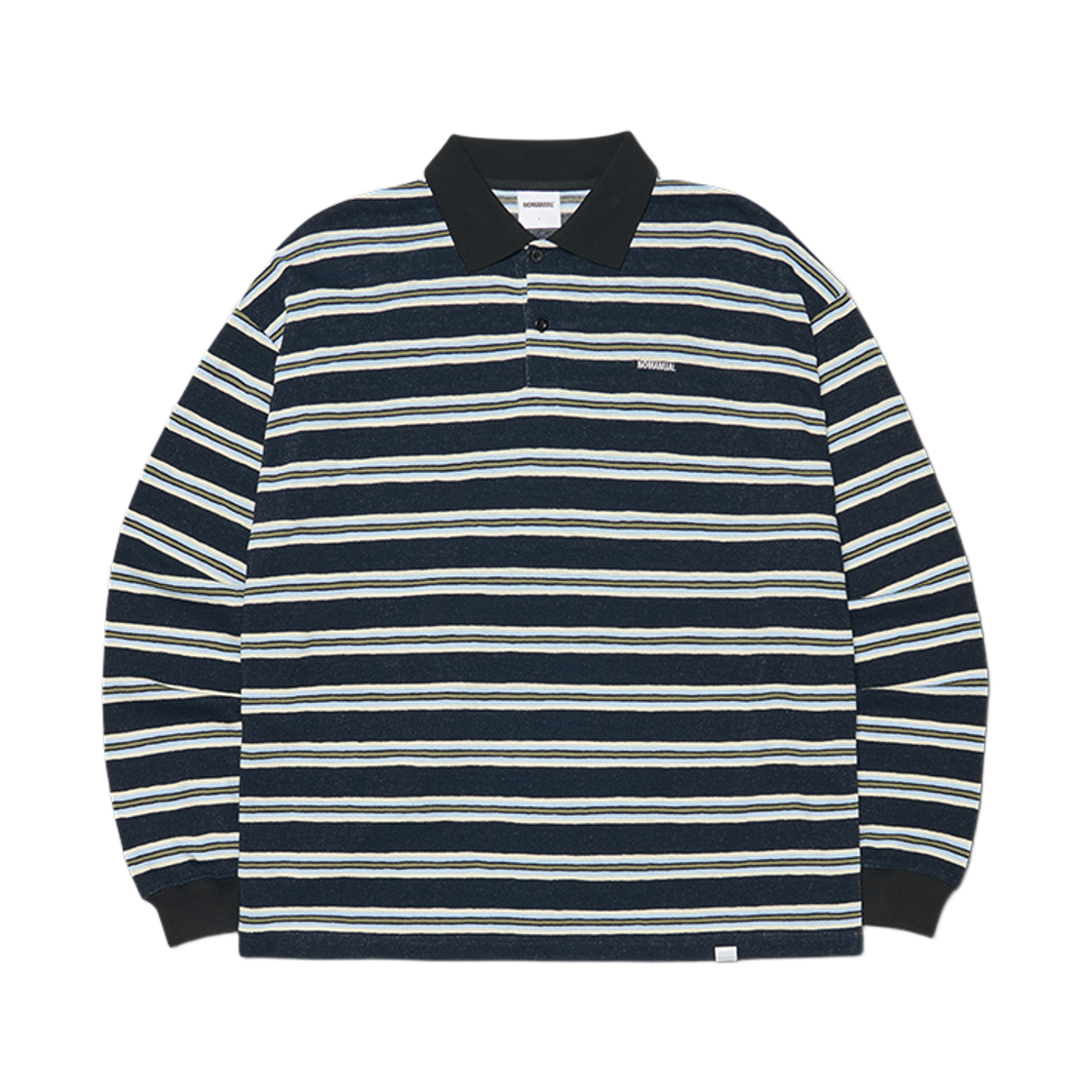 NMWF62LS04DNY NOMANUAL Stripe Polo Long Sleeve Tee Dark Navy