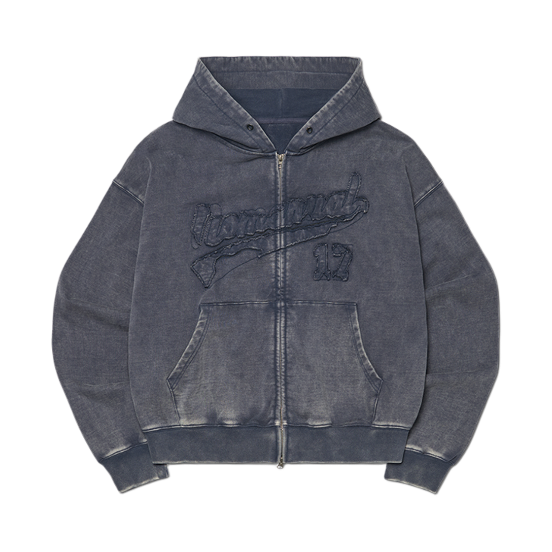 NMWF62HD08WNV NOMANUAL Applique Hooded Zip-Up Washed Navy