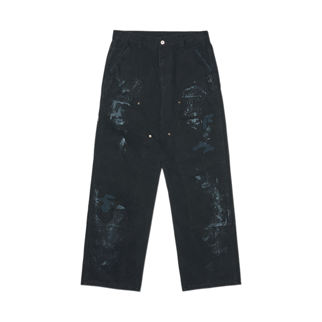 NMWF62PT07WBK NOMANUAL Damaged Double Knee Pants Washed Black
