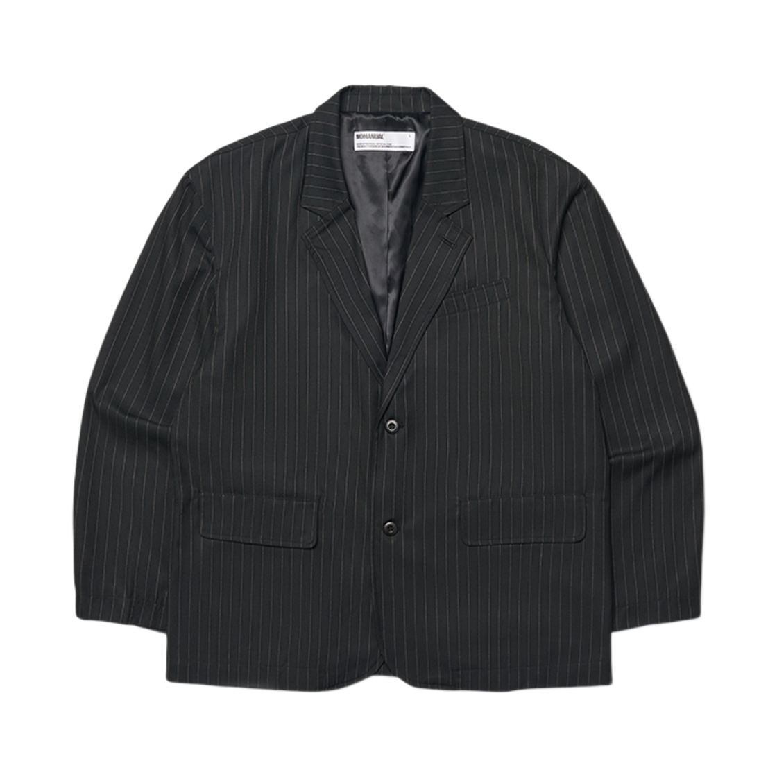 노매뉴얼 투 버튼 블레이저 블랙 스트라이프(NOMANUAL Two Button Blazer Black Stripe)