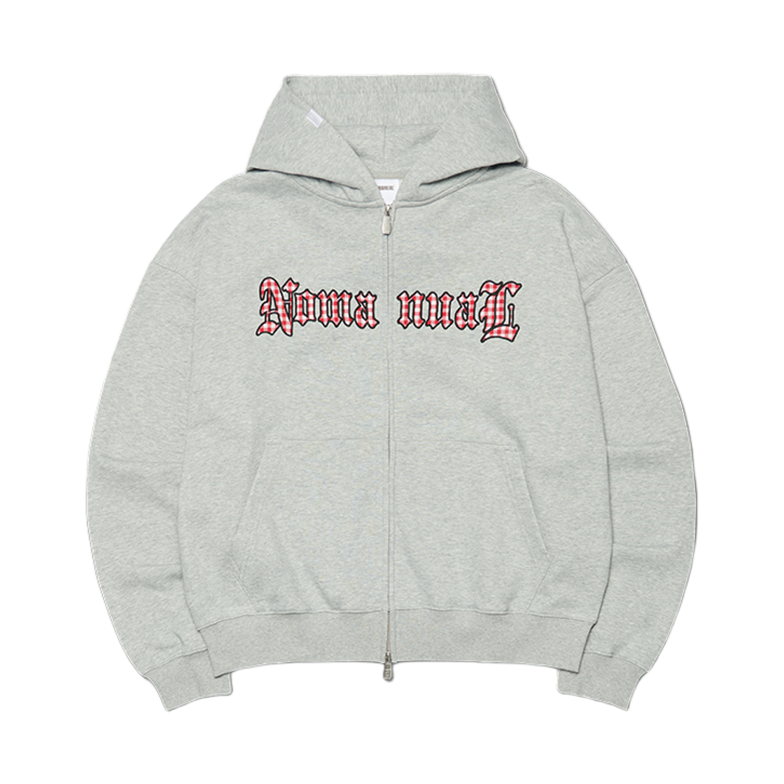 NMWF62HD07MLG NOMANUAL Gothic Check Patch Hooded Zip-Up Melange