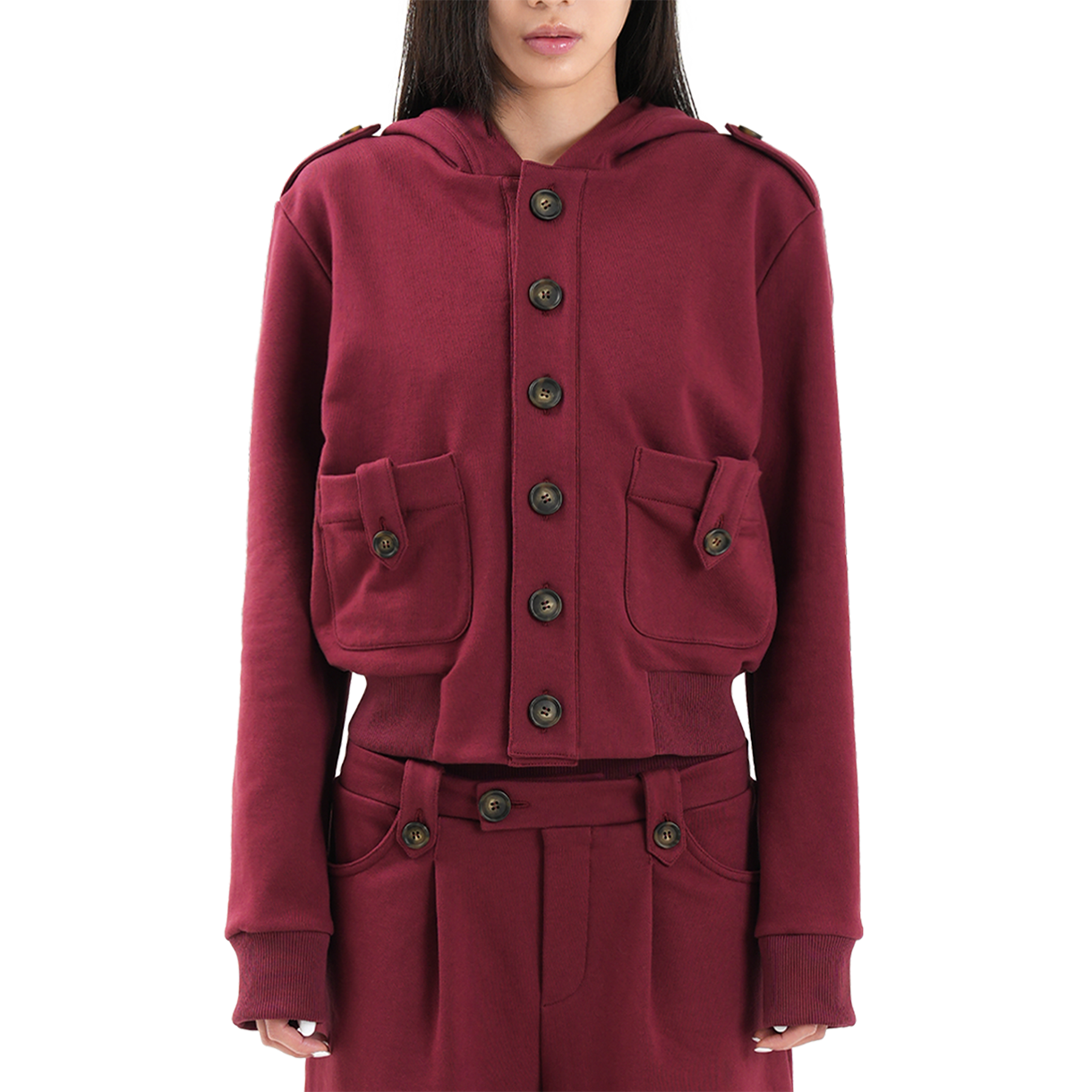 더이너스 버튼업 집업 후드 자켓 버건디(The Innrs The Detailed Button-Up Hoodie Jacket Burgundy) - 3