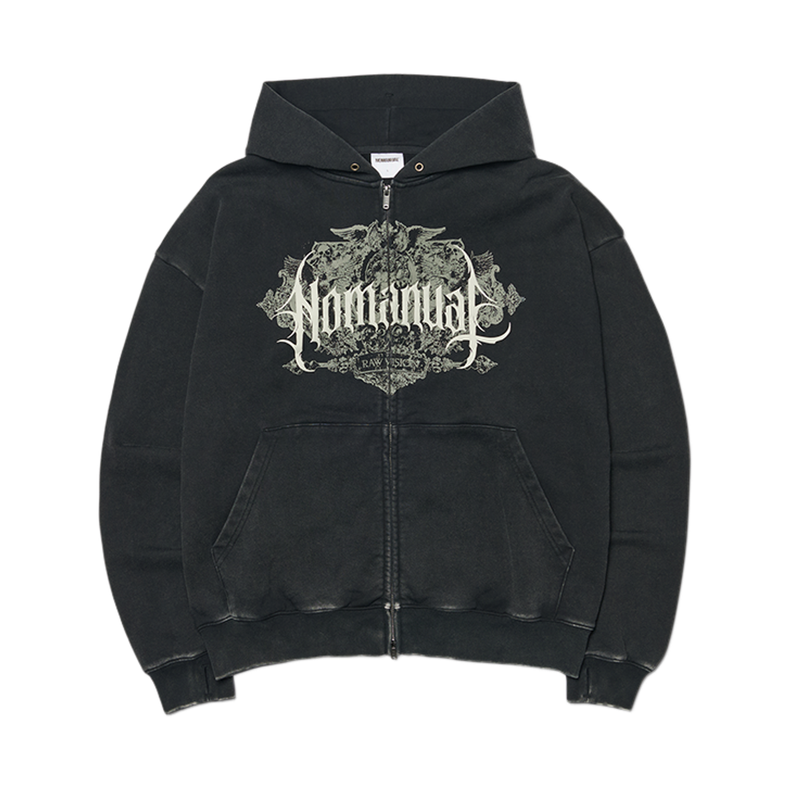 NMWF62HD05WBK NOMANUAL Dark Crest Hooded Zip-Up Washed Black