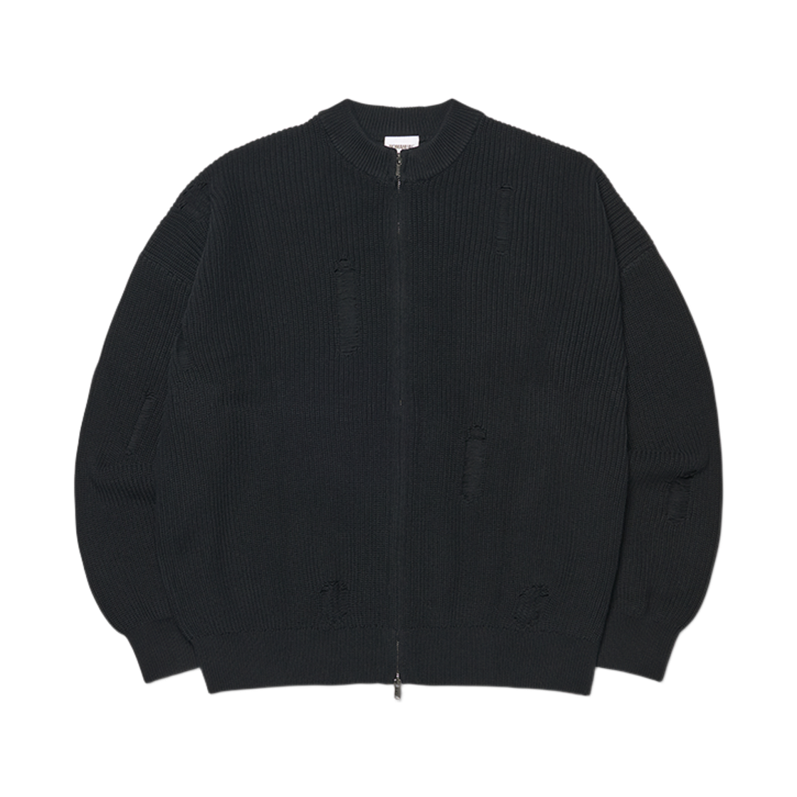NMWF62KT01BLK NOMANUAL Destroyed Knit Zip-Up Black
