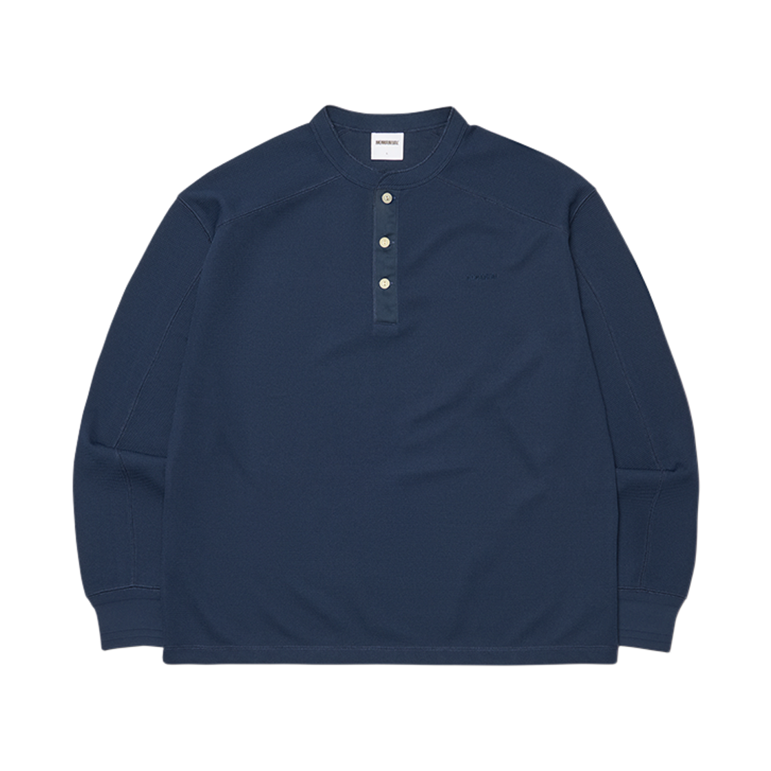 NMWF62LS01DNY NOMANUAL NM Henley Neck Waffle Long Sleeve Tee Dark Navy