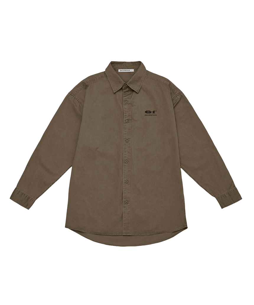 E262PSH007BW Escapefrom Easy Line Oversized Pigment Shirt Brown