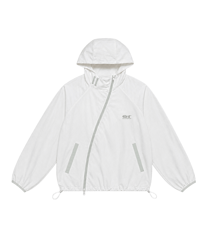 이스케이프프롬 ESCF 로고 포인트 사선 클로징 윈드 브레이커 화이트(Escapefrom ESCF Logo Point Diagonal Closing Windbreaker White) - 1