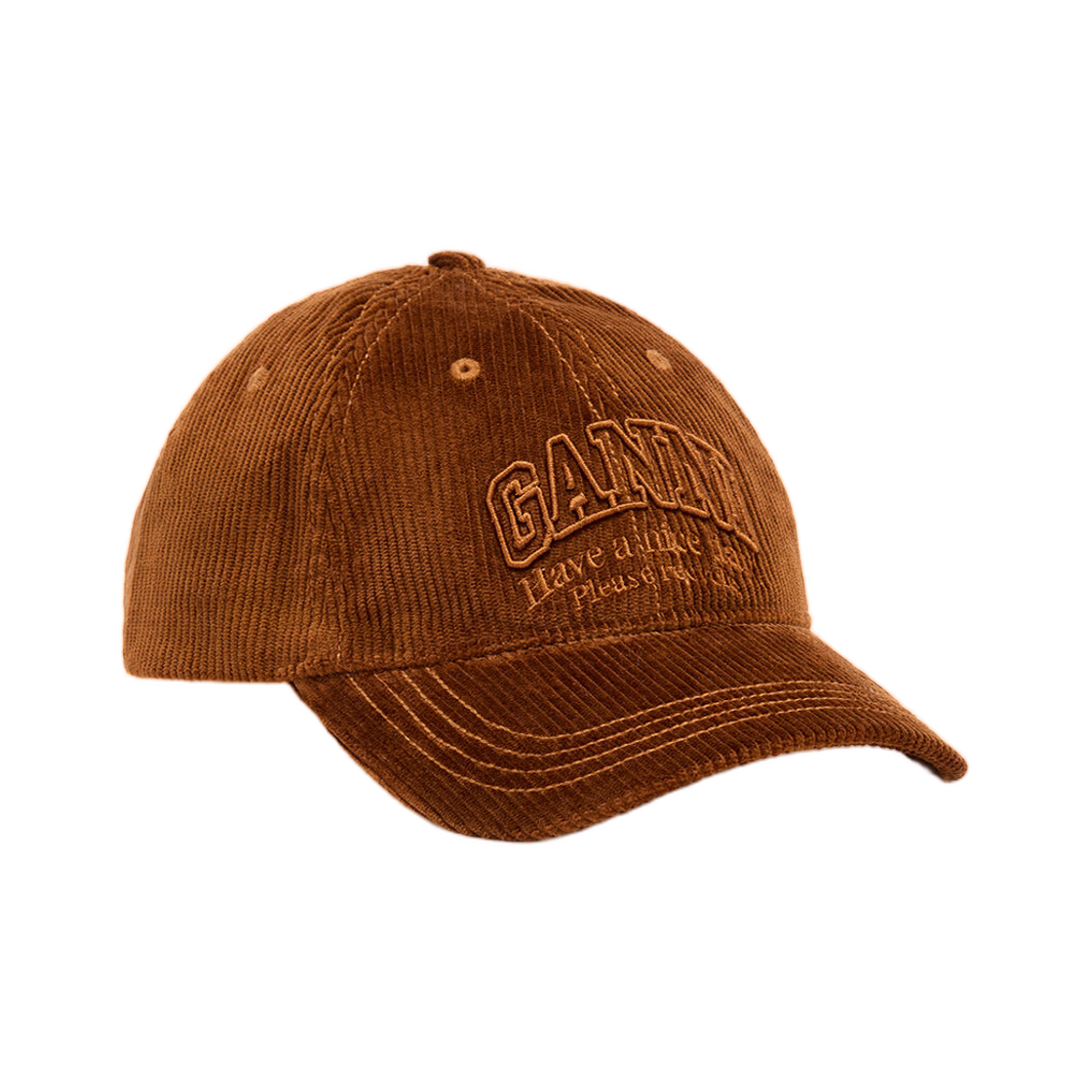 B3020261-900 Ganni Cap in Brown Corduroy Tortoise Shell