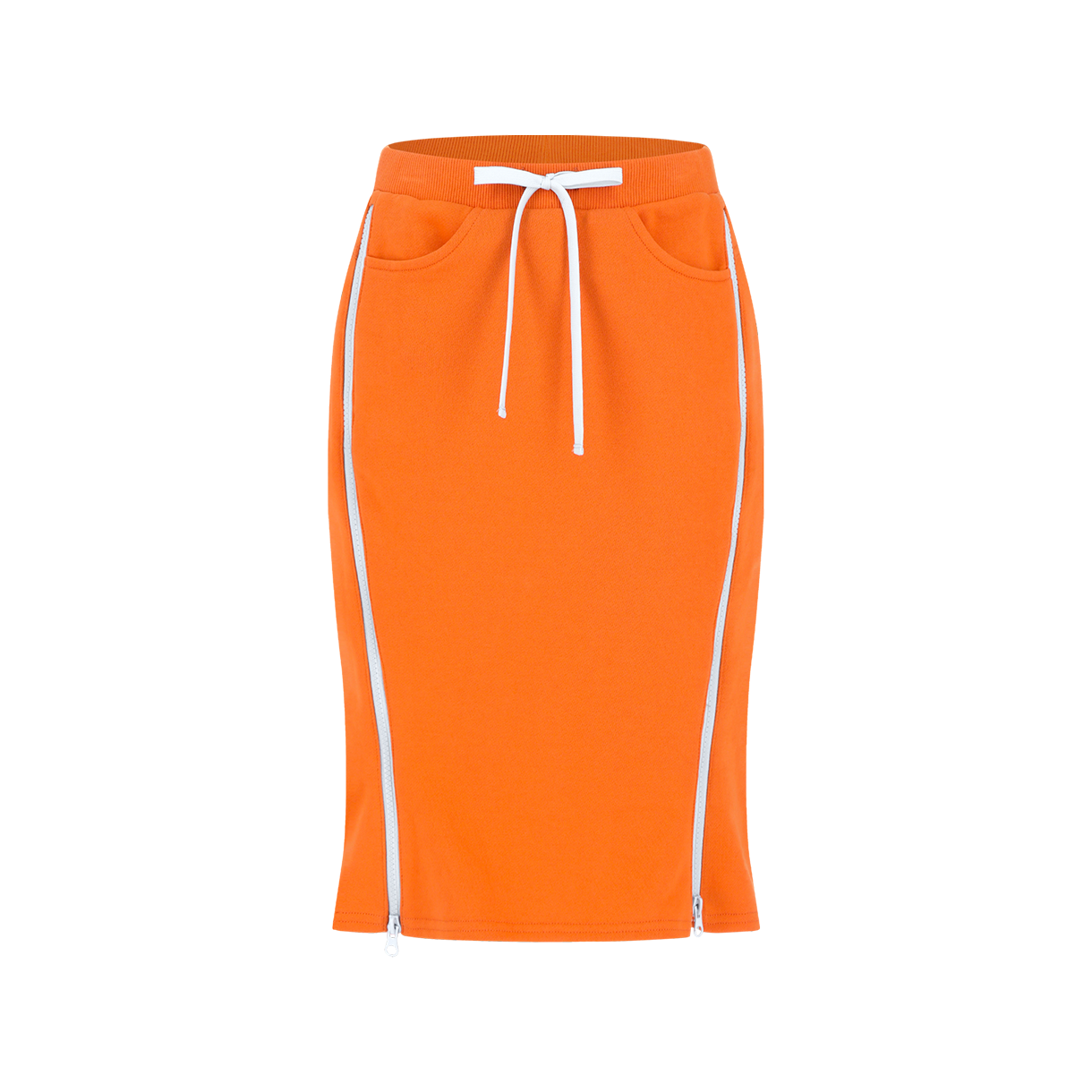 더이너스 지퍼 미디 스커트 오렌지(The Innrs The Contrast Zip Midi Skirt Orange)