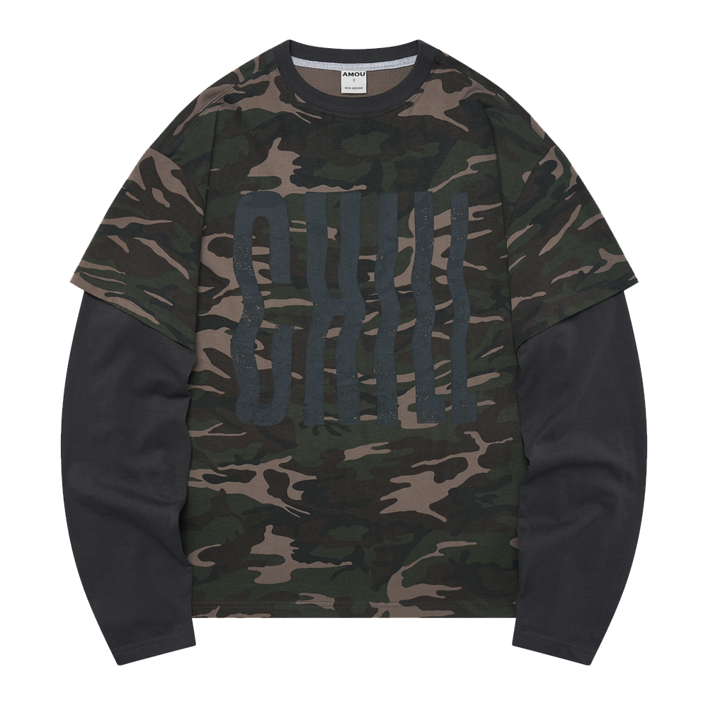아모우 칠 레이어드 티셔츠 차콜(AMOU CHill Layered T-Shirt Charcoal) - 1