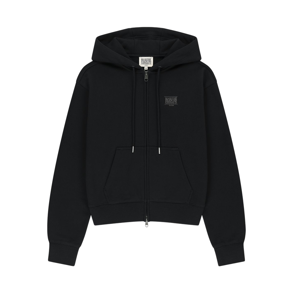 MFG46FHZ102-BLK (W) Marithe Francois Girbaud Small Classic Logo Hoodie Zip-Up Black