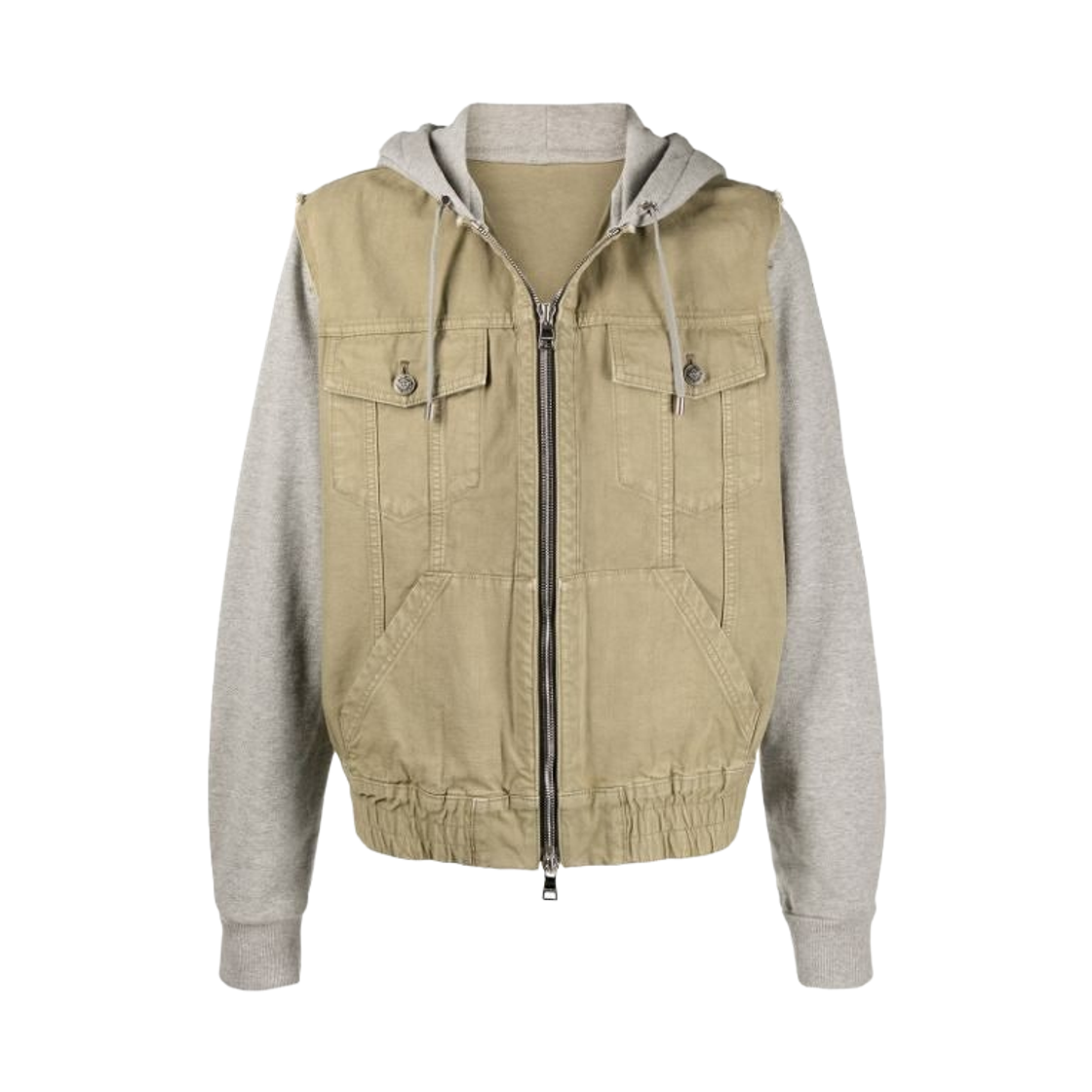 VH1TG015207CUCI Balmain Contrast Hooded Jacket Grey Green