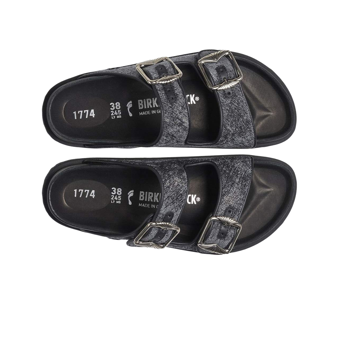 버켄스탁 1774 아리조나 벨벳 에이지드 벨벳 블랙 - 내로우(Birkenstock 1774 Arizona Velvet Aged Velvet Black - Narrow) - 2