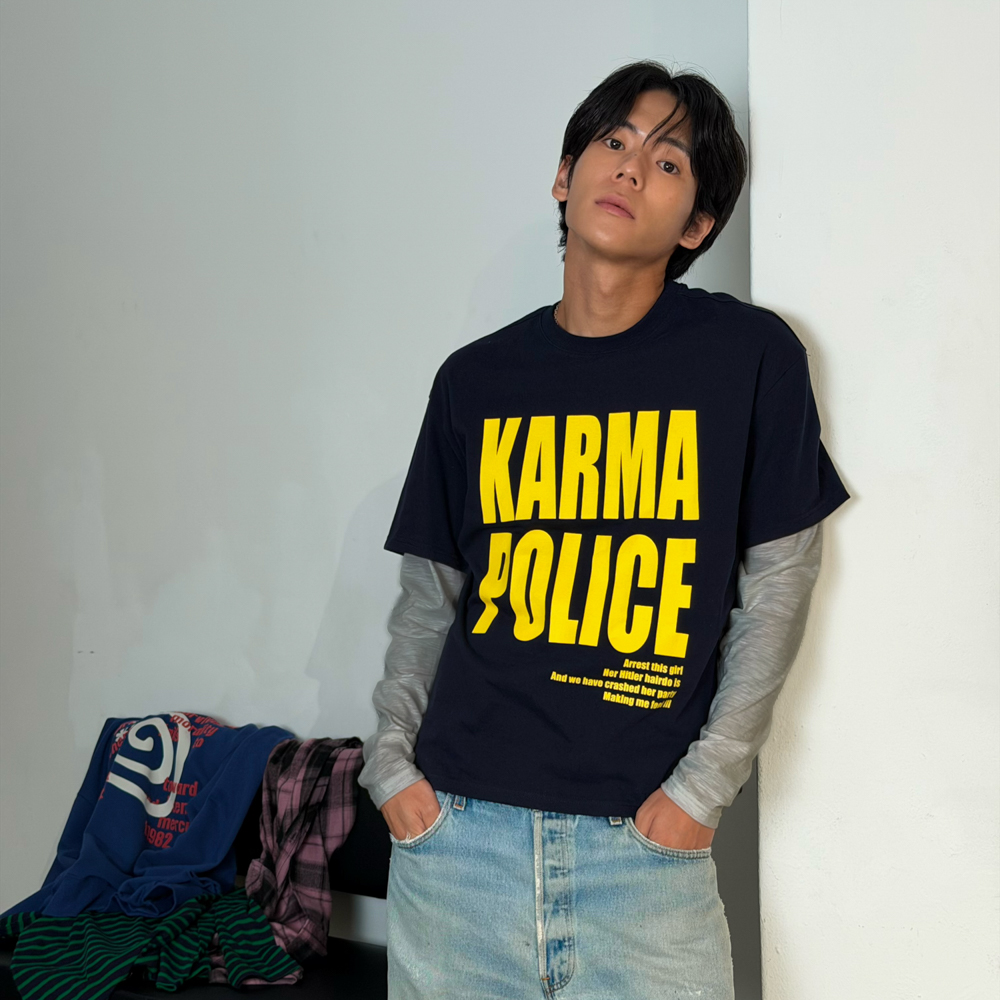 아모우 카르마 폴리스 레이어드 티셔츠 네이비(AMOU Karma Police Layered T-Shirt Navy) - 6