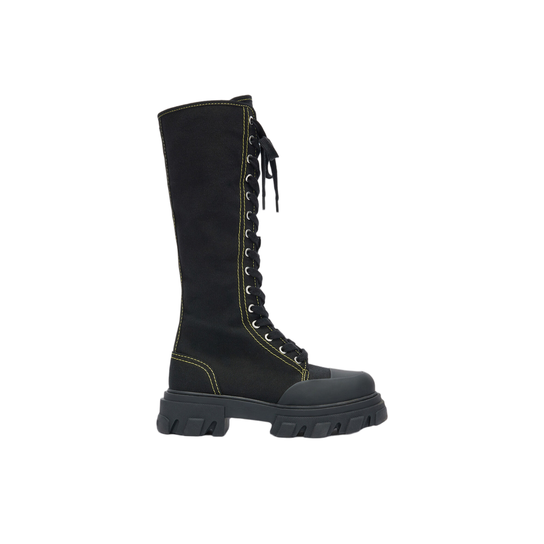 D1010031-099 (W) Ganni Trail Boots Tall in Black Canvas Black