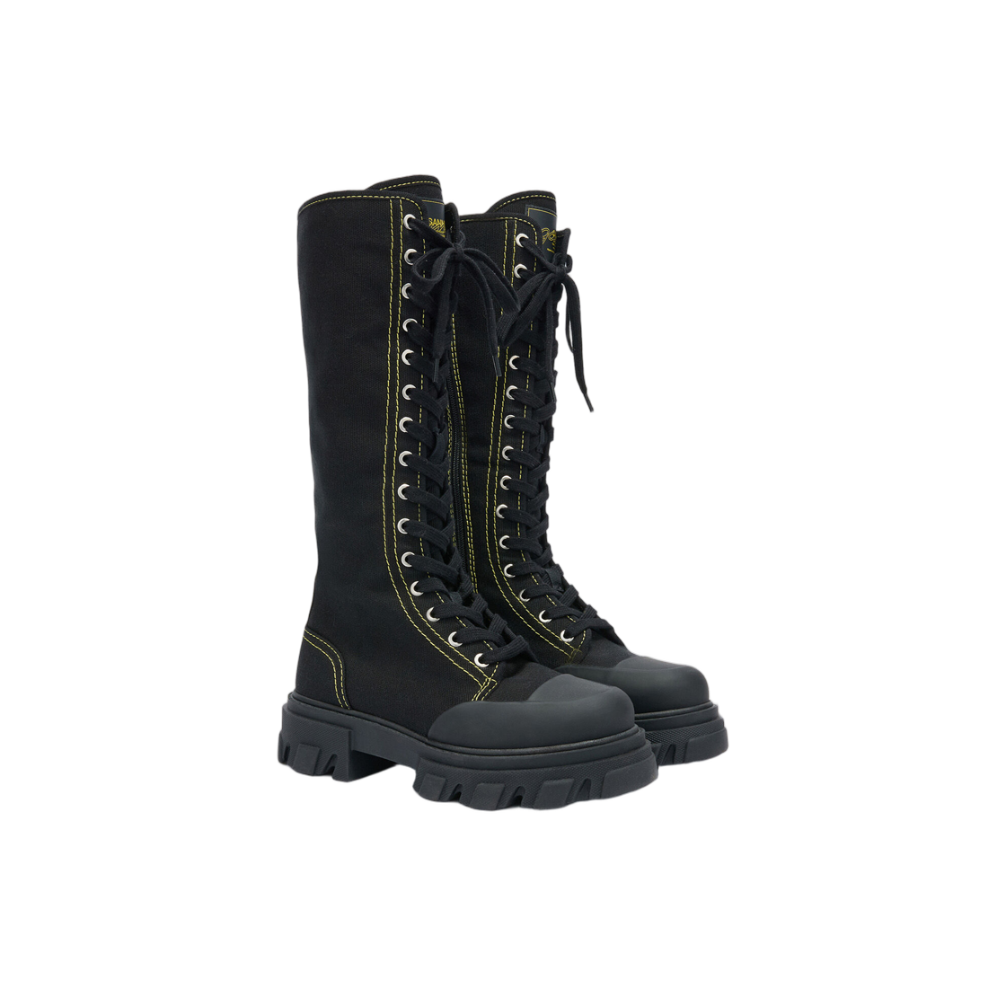 (W) 가니 트레일 부츠 톨 블랙 캔버스 블랙((W) Ganni Trail Boots Tall in Black Canvas Black) - 2