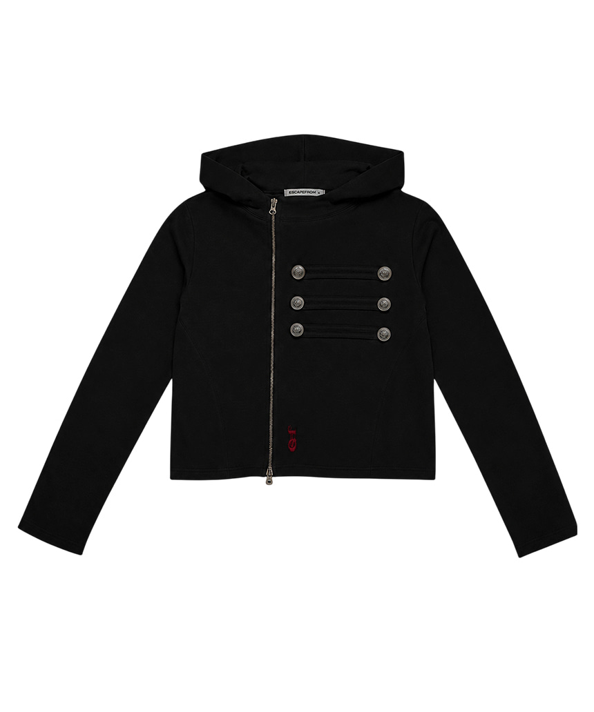 이스케이프프롬 나폴레옹 디테일 사이드 지퍼 후드집업 그레이(Escapefrom Napoleon Detail Side Zipper Hood Zip-Up Gray) - 3