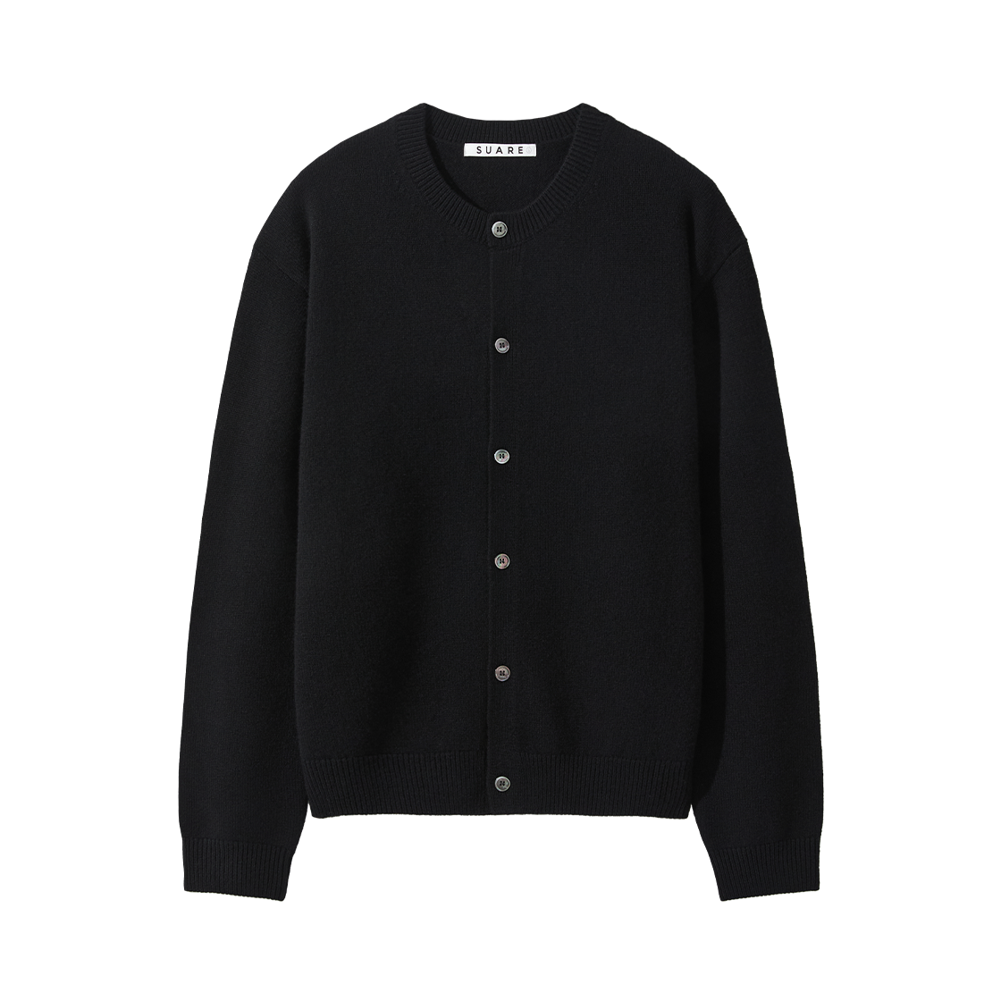 SBF3KN02MWBK (W) Fine Merino Wool 100 Crew Neck Cardigan Knit Black