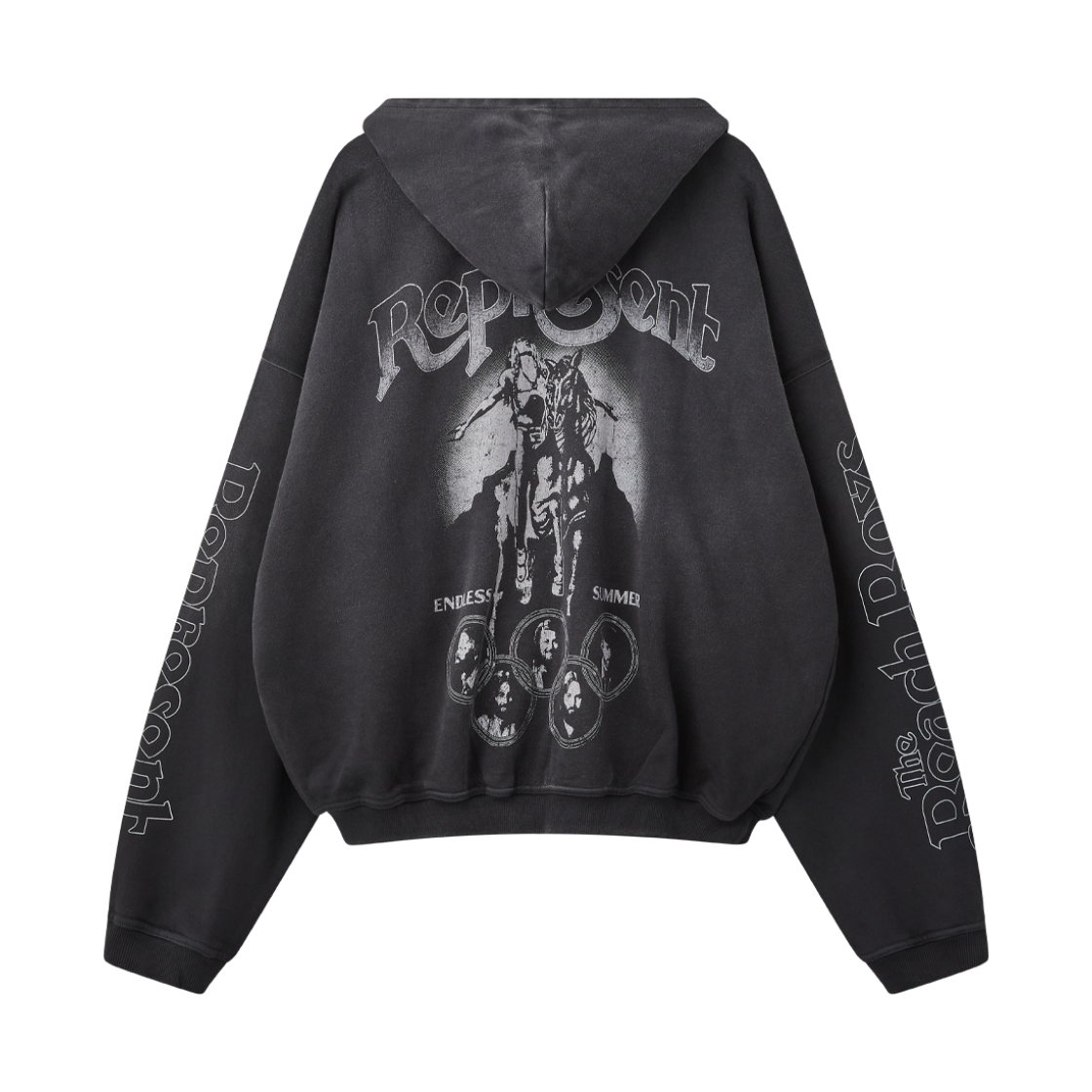 리프레젠트 x 비치 보이스 엔드리스 서머 집 스루 후디 스테인드 블랙 - 26FW(Represent x Beach Boys Endless Summer Zip Through Hoodie Stained Black - 26FW) - 2