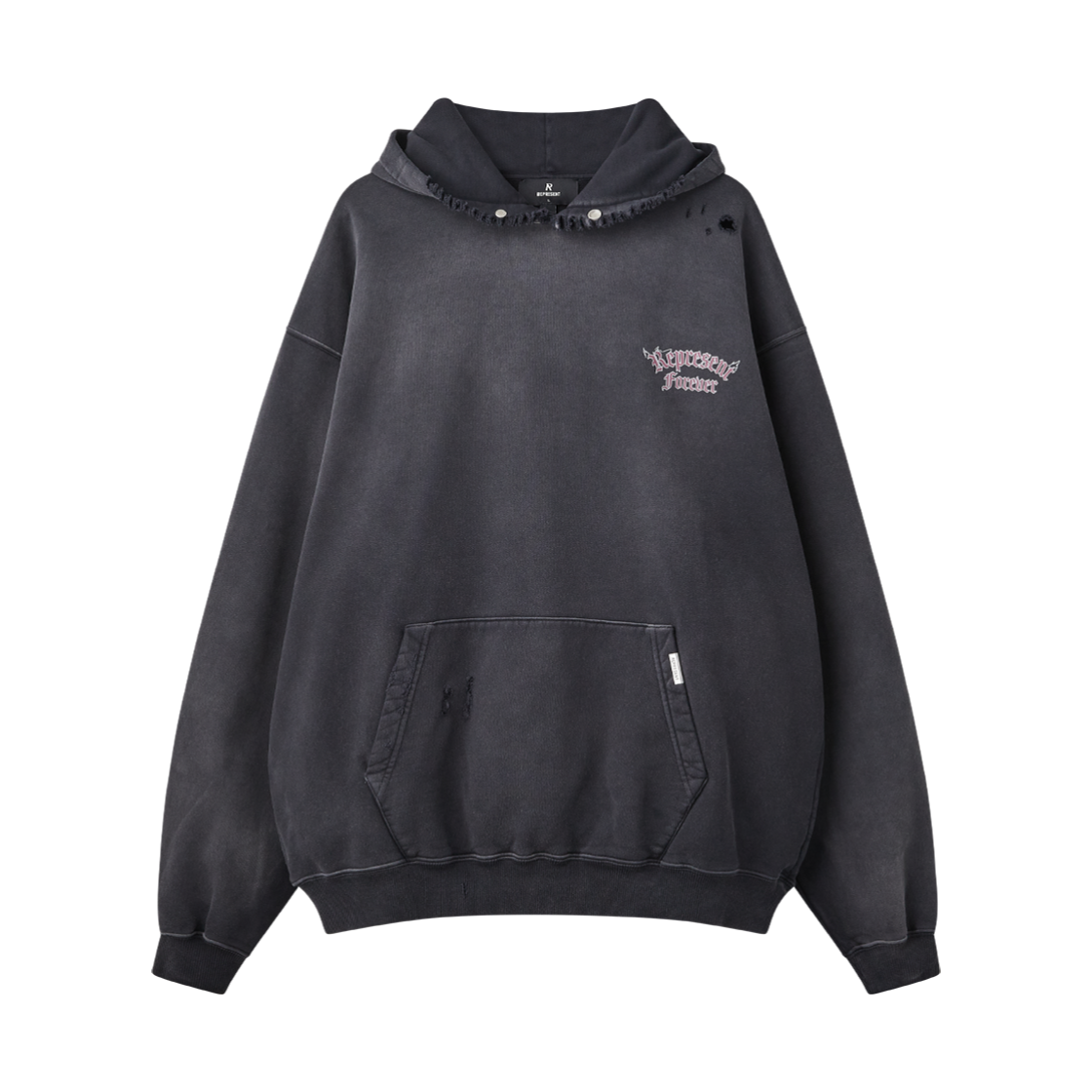리프레젠트 듀얼리티 후디 워시드 블랙 - 26FW(Represent Duality Hoodie Washed Black - 26FW)
