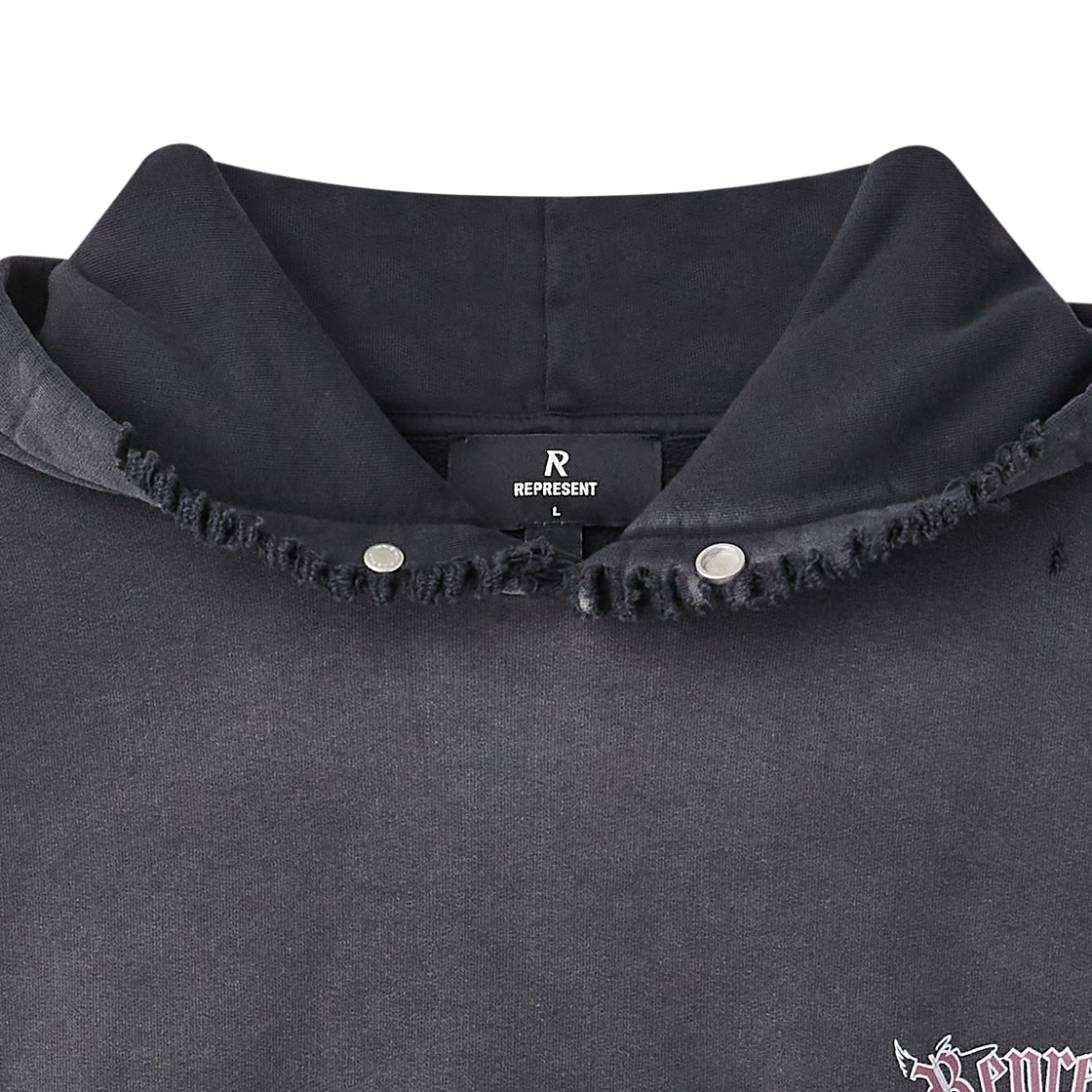 리프레젠트 듀얼리티 후디 워시드 블랙 - 26FW(Represent Duality Hoodie Washed Black - 26FW) - 3
