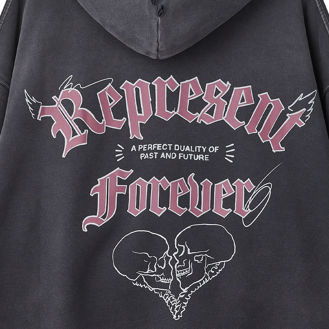 리프레젠트 듀얼리티 후디 워시드 블랙 - 26FW(Represent Duality Hoodie Washed Black - 26FW) - 6
