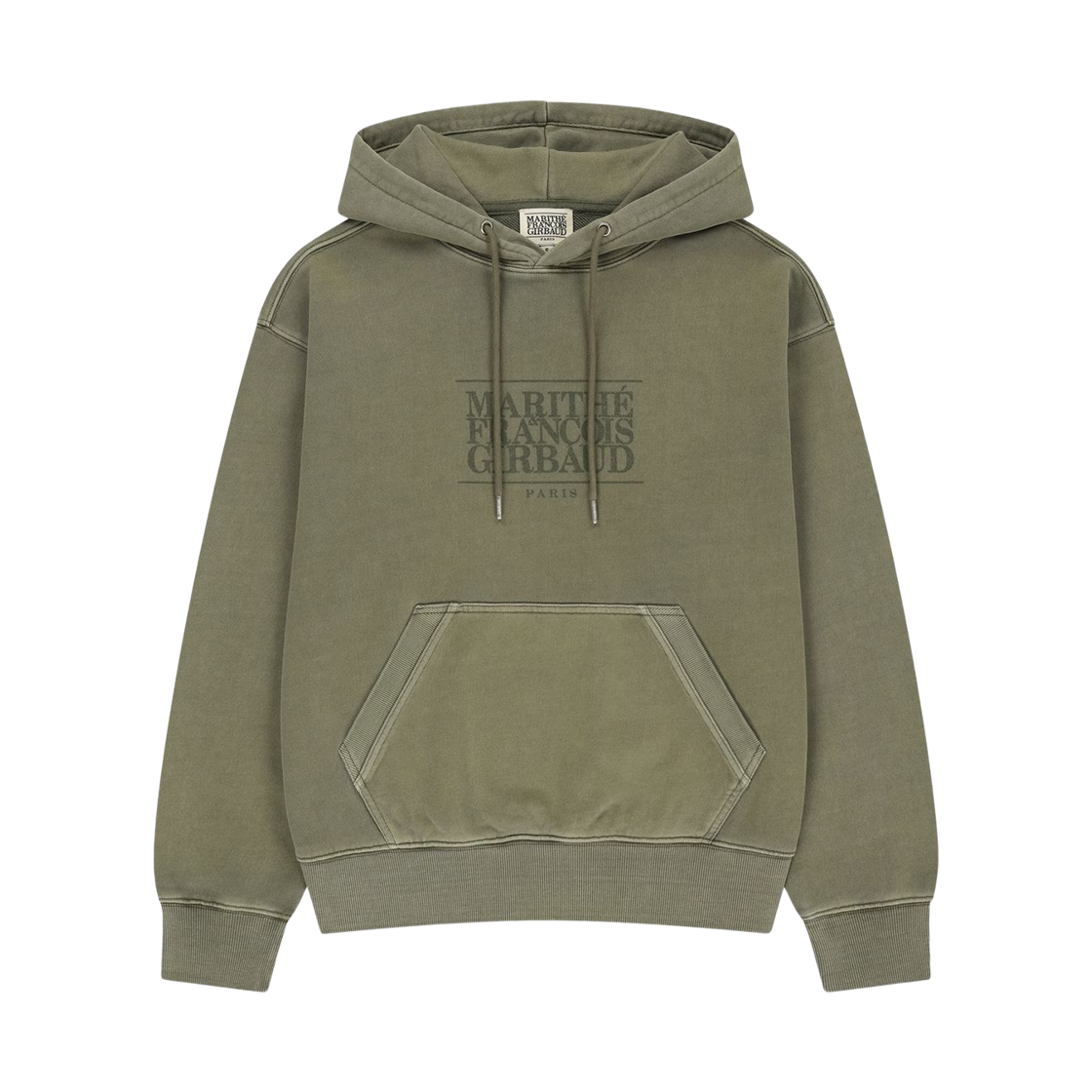 (W) 마리떼 프랑소와 저버 크랙 클래식 로고 다잉 오버사이즈 후드 카키((W) Marithe Francois Girbaud Crack Classic Logo Dyeing Oversized Hoodie Khaki)