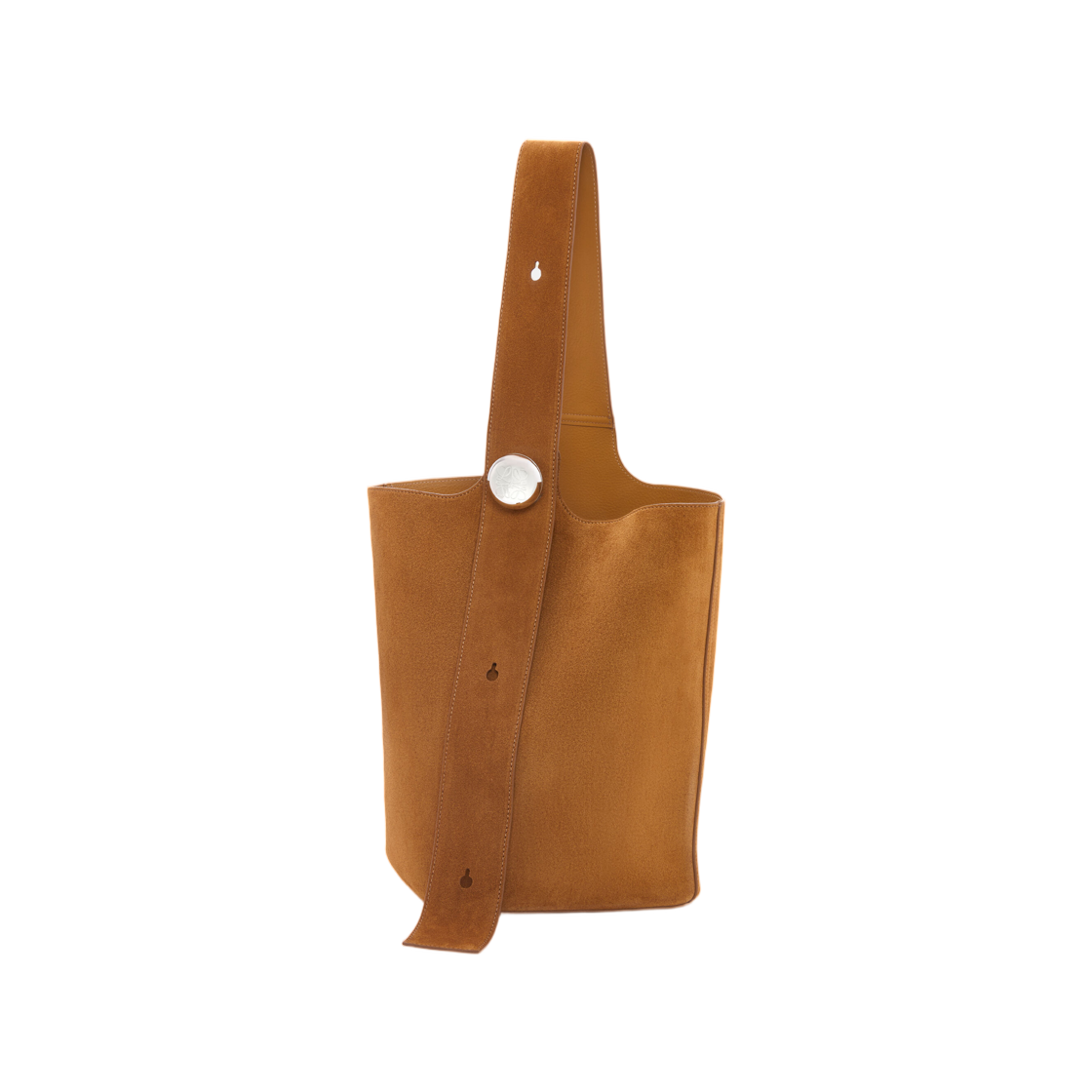 BANBBBHX01-3250 Loewe Large Pebble Bucket Bag In Suede Calfskin Tobacco