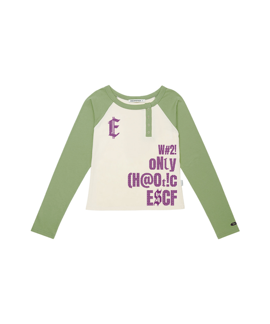 이스케이프프롬 ESCF 픽셀 타이포 프린트 사이드 스냅 롱슬리브 라이트그린(Escapefrom ESCF Pixel Typo Print Side Snap Long Sleeve Light Green) - 3