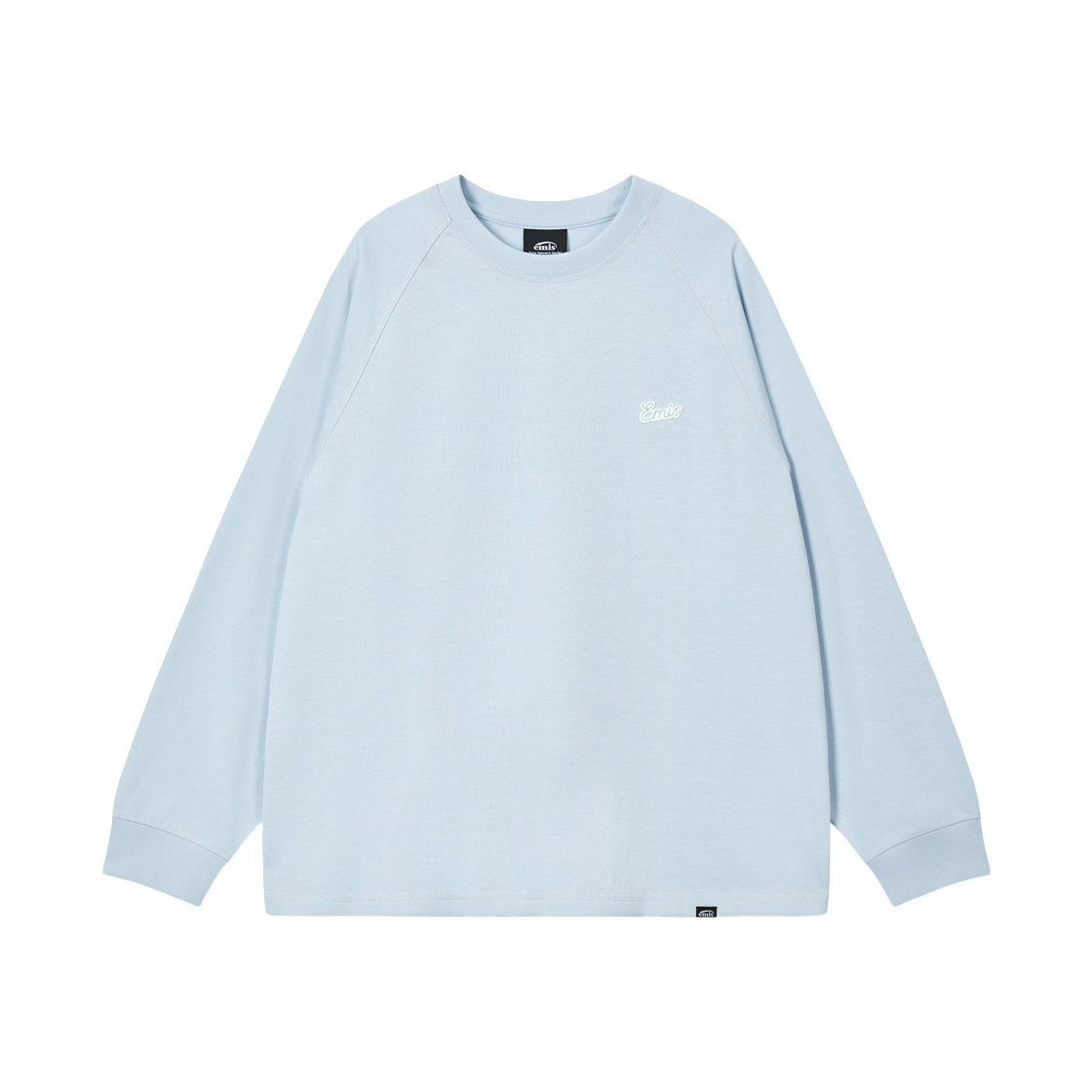 - Emis Small Line Patch Raglan L/S T-Shirt Ash Blue