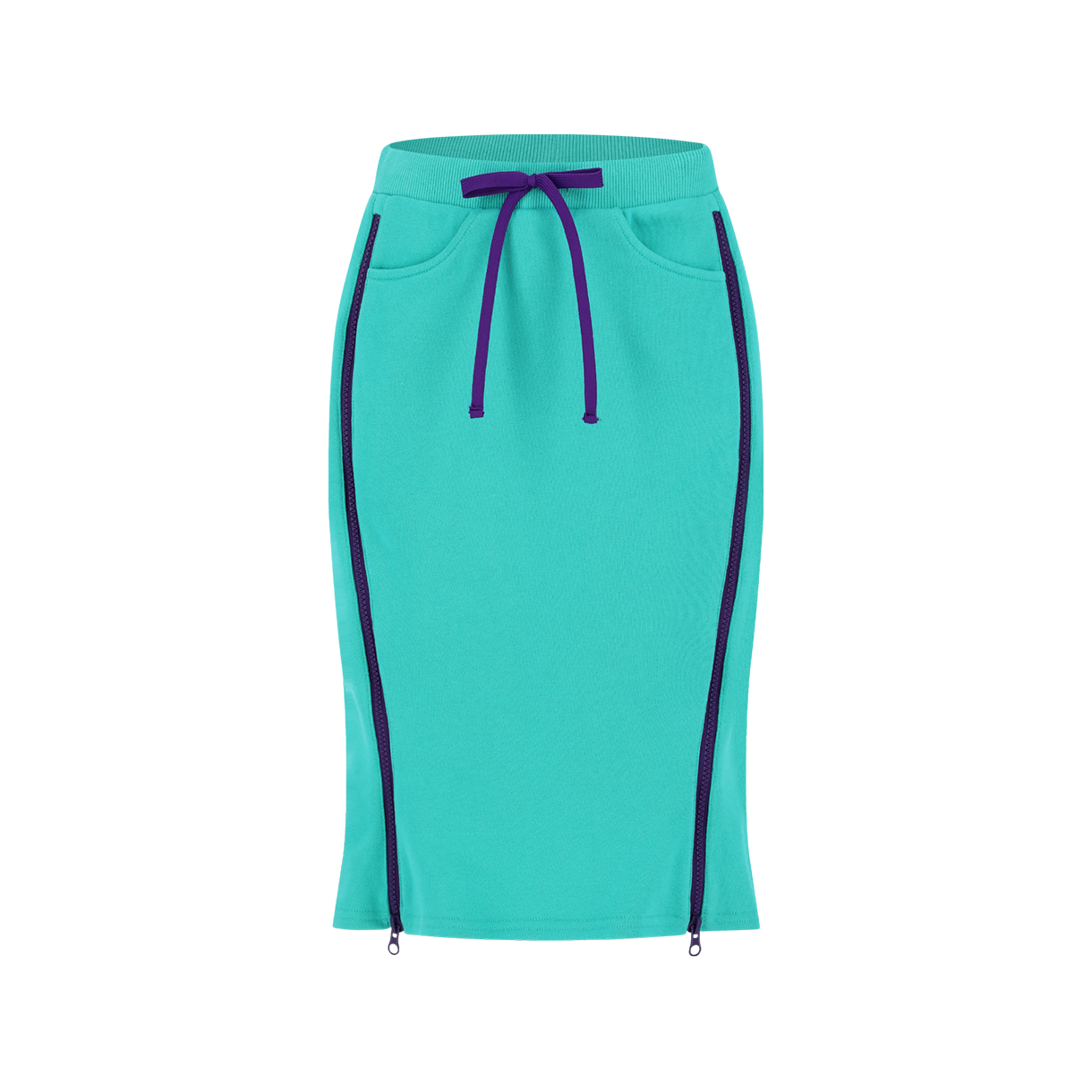 A1BE5N040501-BL The Innrs The Contrast Zip Midi Skirt Turquoise