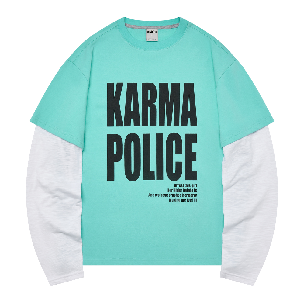 아모우 카르마 폴리스 레이어드 티셔츠 민트(AMOU Karma Police Layered T-Shirt Mint)