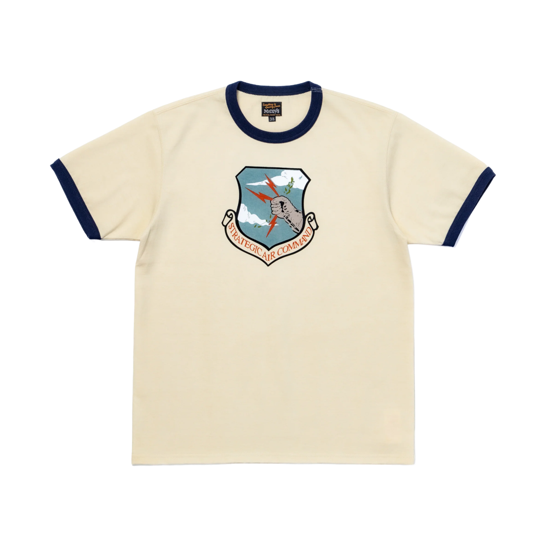 MC26013-301 The Real McCoy's Strategic Air Command Military T-Shirt Ecru Navy
