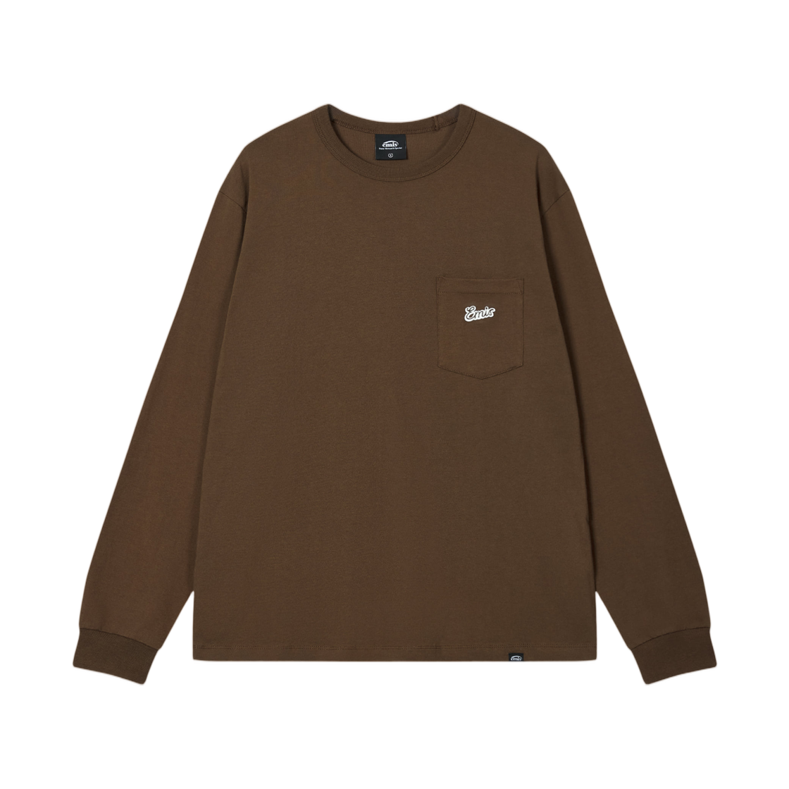 - Emis Small Line Patch Pocket L/S T-Shirt Brown