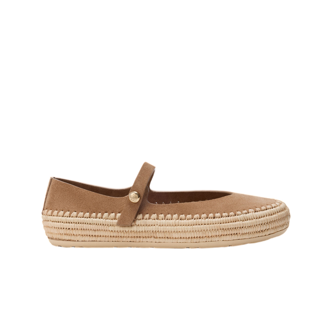 LBV3466X02-2210 (W) Loewe Rio Mary-Jane In Suede and Raffia Dark Beige