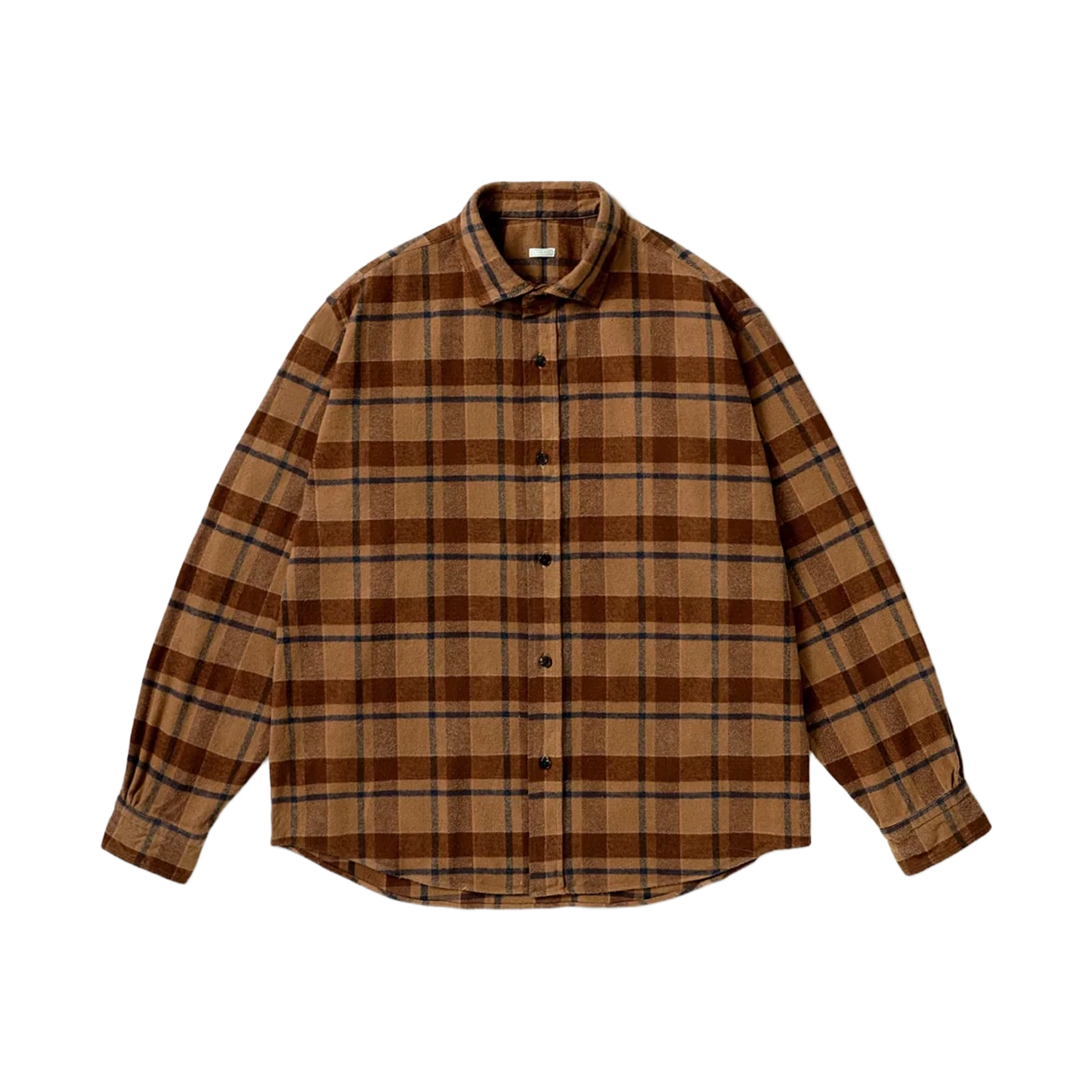26AAP-02-07 A.Presse Vintage Cotton Silk Nep Twill Check Shirt Brown - 26FW