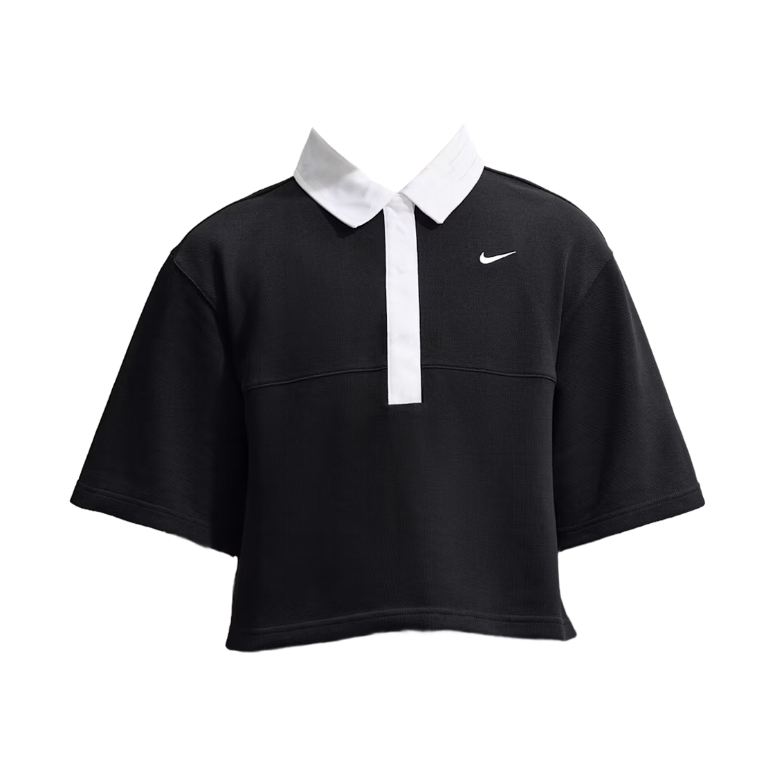 IF5599-013 (W) Nike NSW Oversized Short Sleeve Polo Black White - Asia