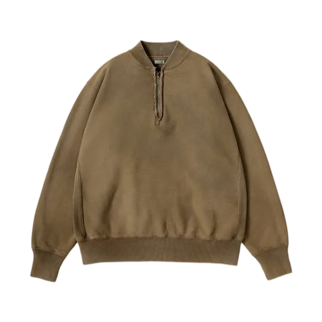 26AAP-05-11 A.Presse Vintage Half Zip Rib Collar Sweatshirt Mocha - 26FW