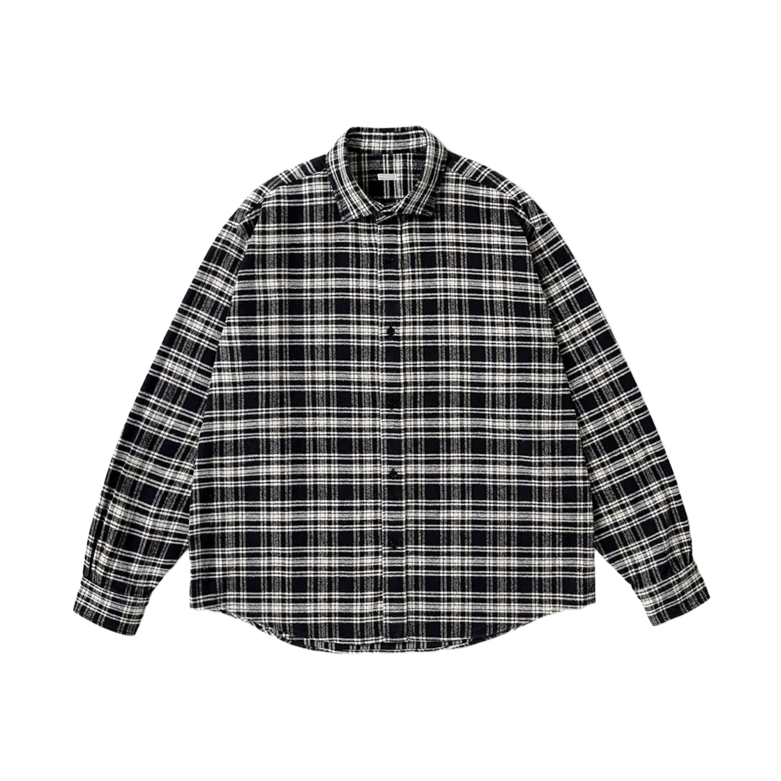 26AAP-02-08 A.Presse Vintage Cotton Silk Nep Twill Check Shirt Navy - 26FW