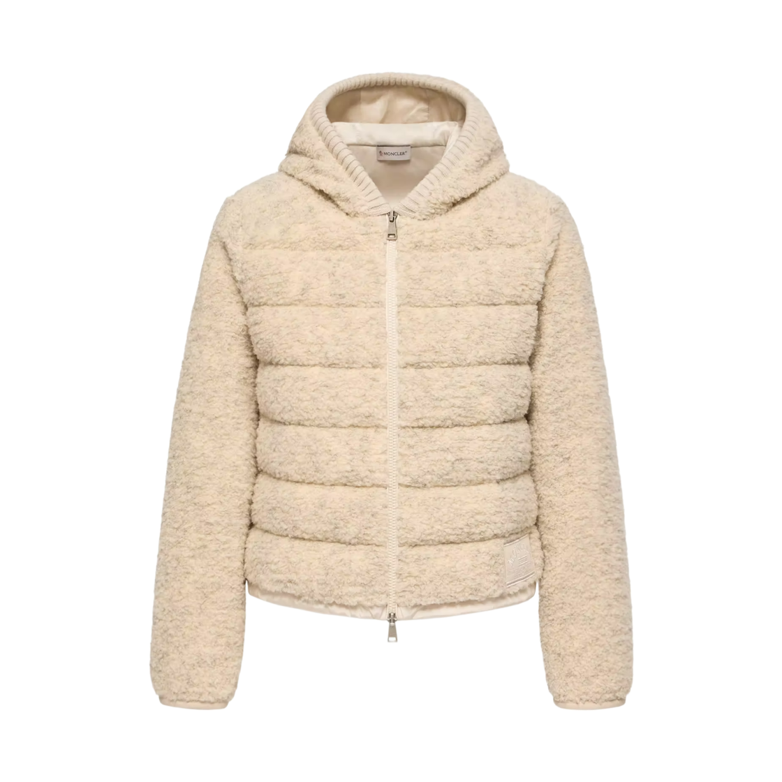 L2-093-8G00034-89BI4-061 (W) Moncler Teddy Padded Zip Up Hoodie White Ivory - 26FW