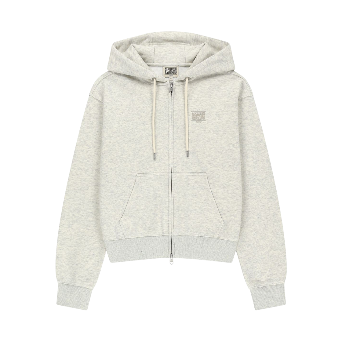 MFG46FHZ102-OTM (W) Marithe Francois Girbaud Small Classic Logo Hoodie Zip-Up Oatmeal