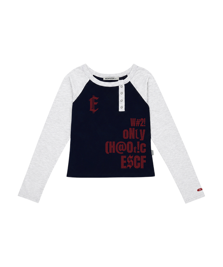 이스케이프프롬 ESCF 픽셀 타이포 프린트 사이드 스냅 롱슬리브 퍼플(Escapefrom ESCF Pixel Typo Print Side Snap Long Sleeve Purple) - 5