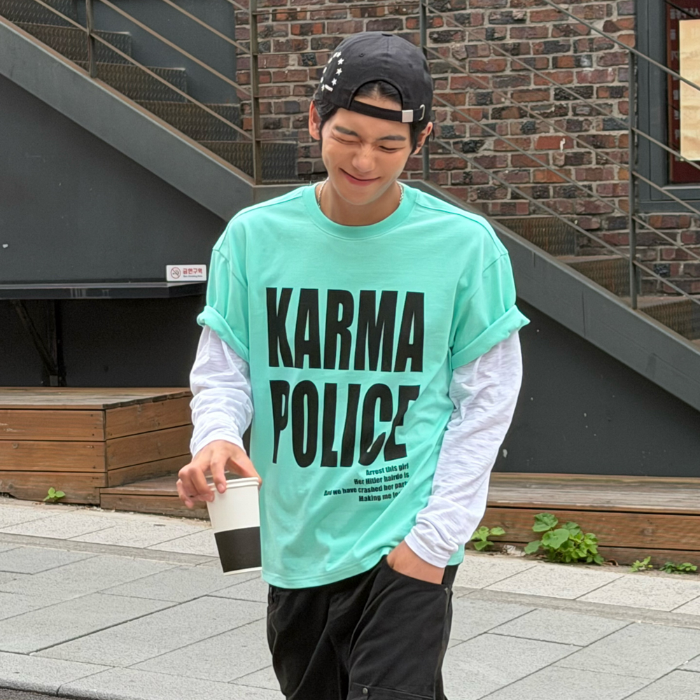 아모우 카르마 폴리스 레이어드 티셔츠 민트(AMOU Karma Police Layered T-Shirt Mint) - 6