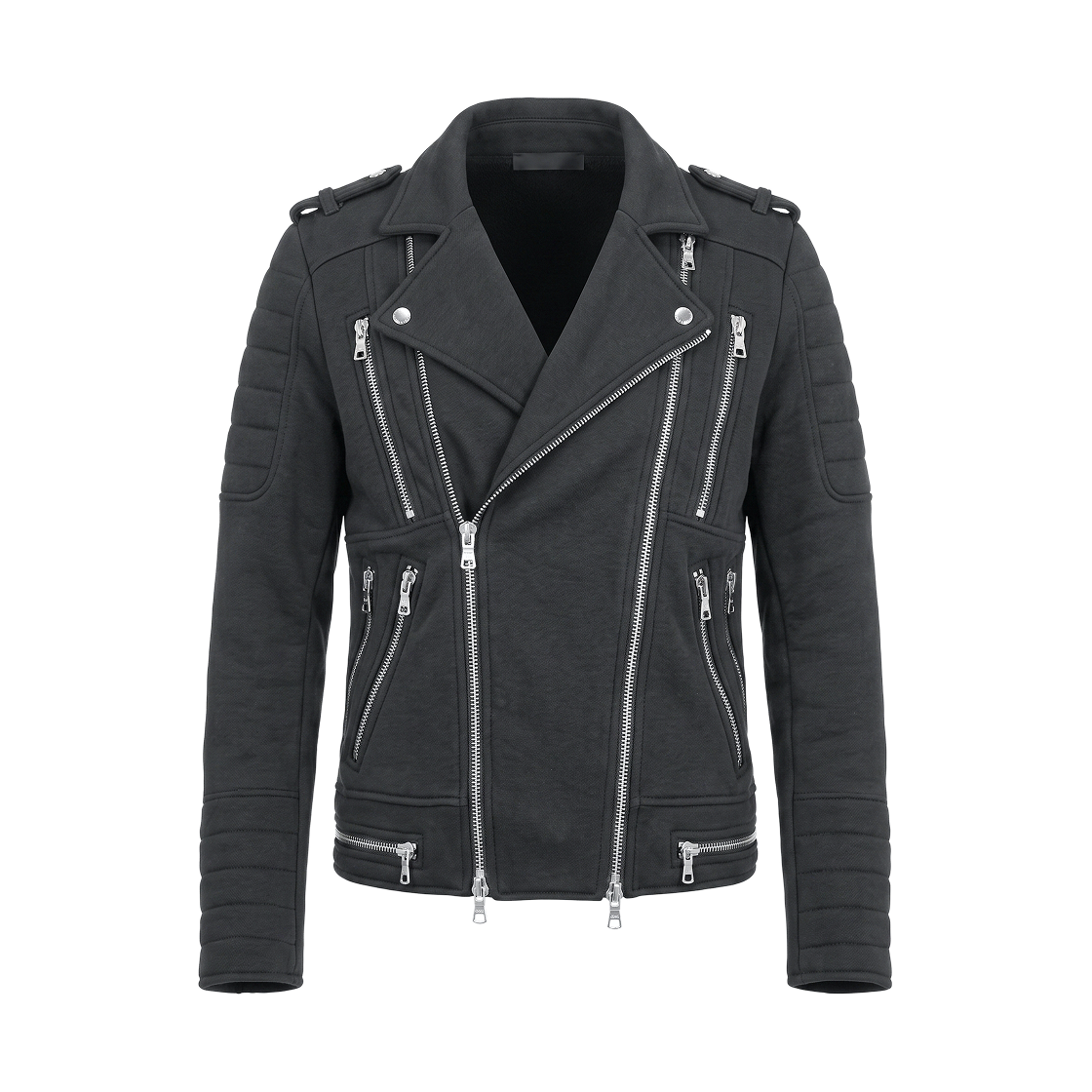 W5HJ263C665149 Balmain Biker Homme Jersey Jacket Vert Fonce Dark Green