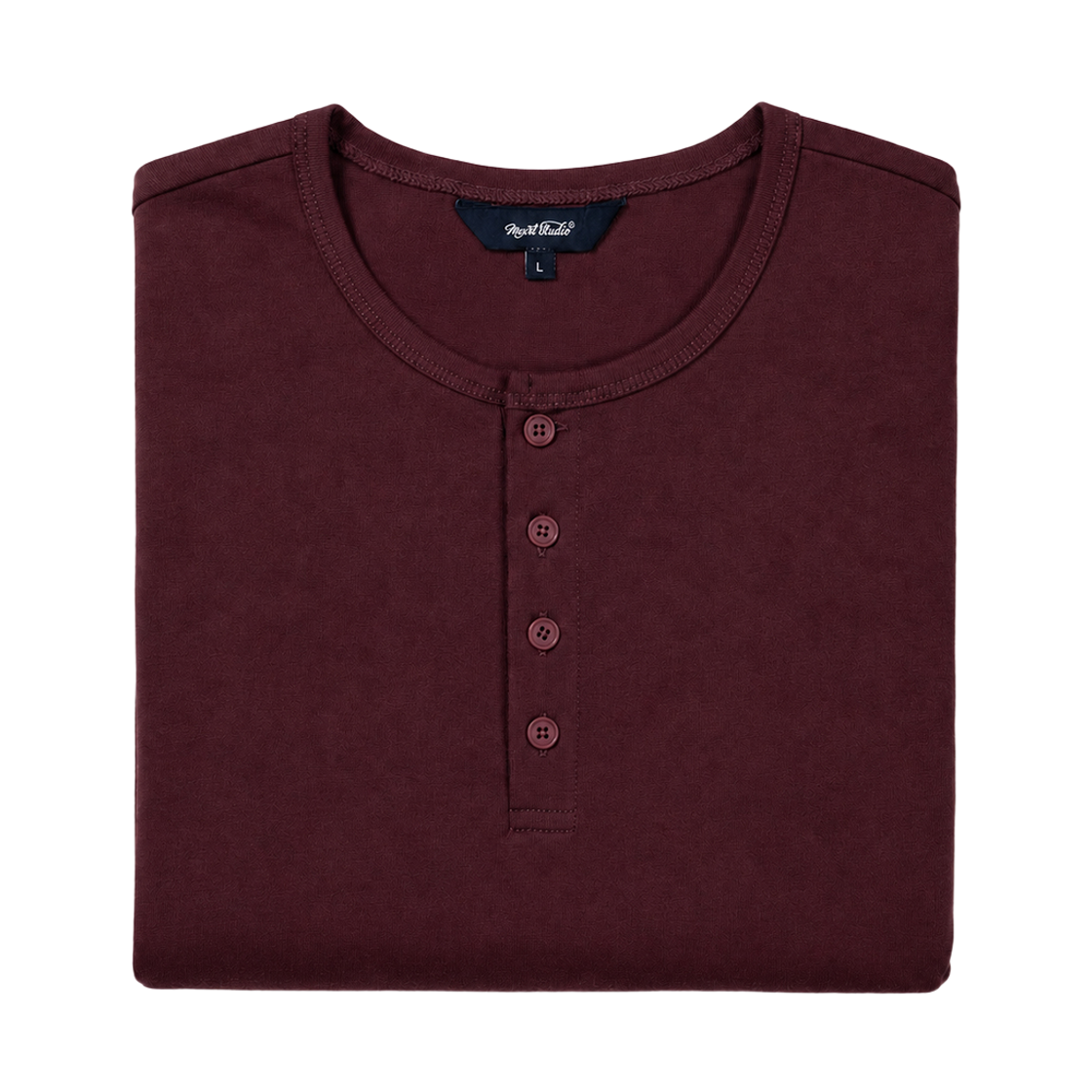 누아트 스튜디오 오리진 헨리넥 긴팔 티셔츠 버건디(NUART STUDIO Origin Henley Neck Long Sleeve T-Shirt Burgundy) - 2