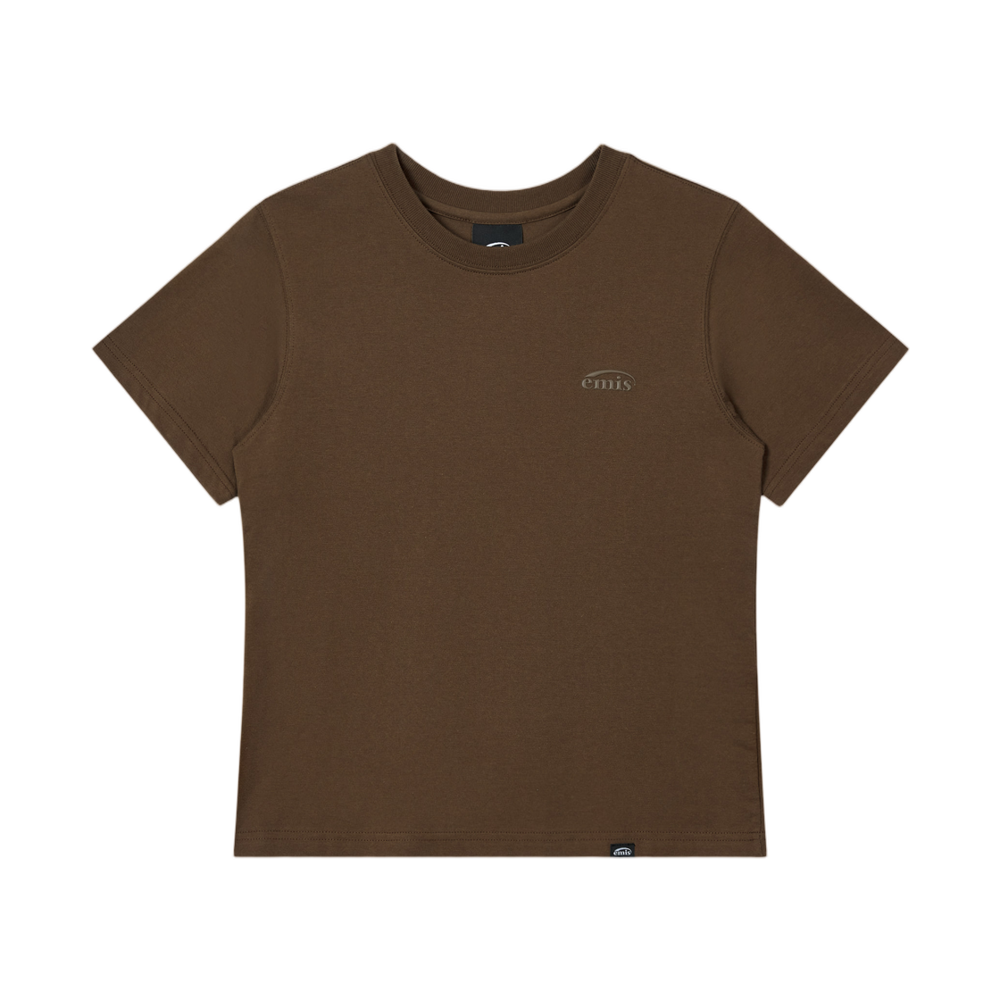 - (W) Emis Mono Logo Print T-Shirt Brown